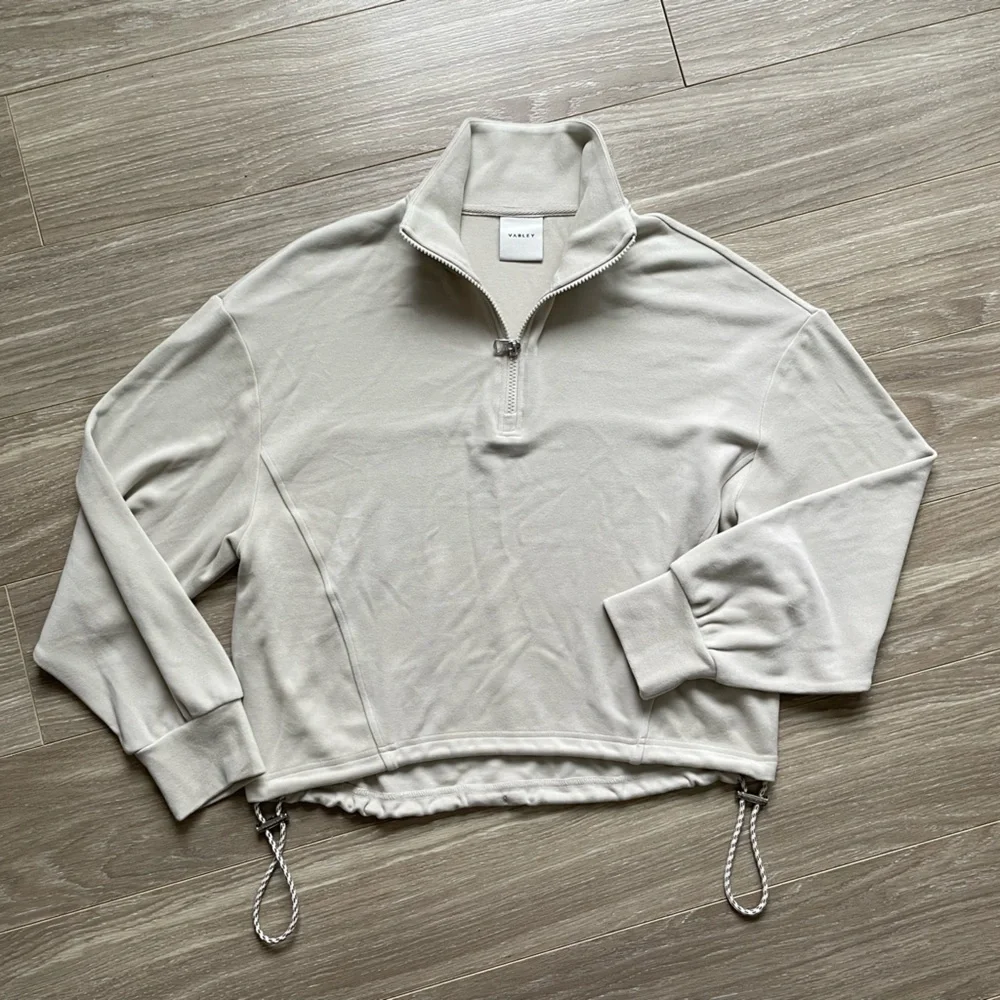 Varley Women’s Half Zip Sweater Drawcord Hem Midlayer Sz S Cream NWOT - Picture 2 of 9
